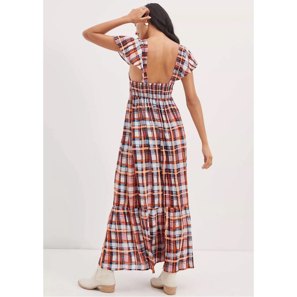 Anthropologie Plaid Ruffled Maxi Dress NWT Size Medium Petite - Picture 4 of 14